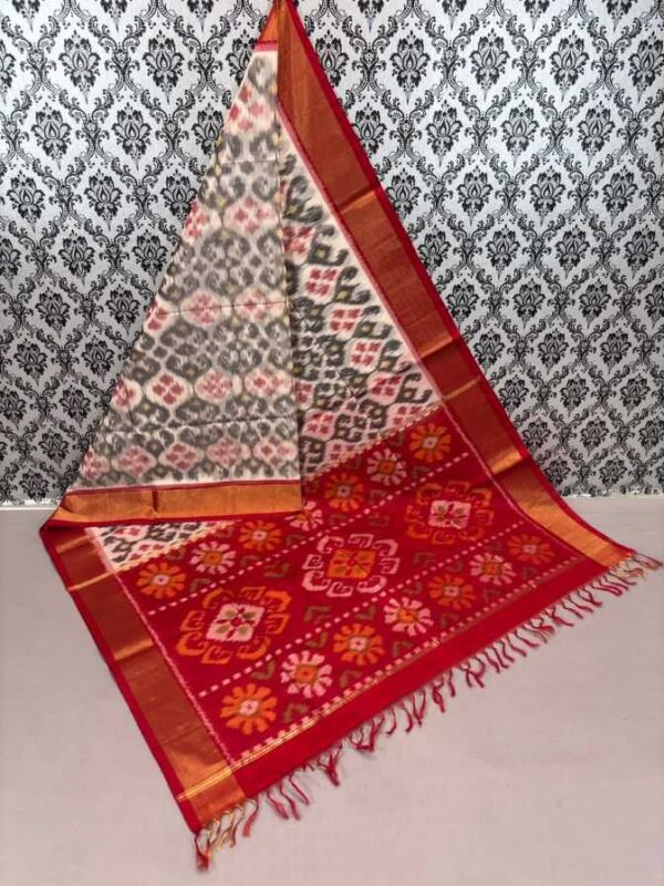 Pure Ikkat Sico Silk Cotton Sarees, 4 Inch Border Handloom Saree With Blouse - CK4SICO00013