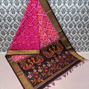 Pure Ikkat Sico Silk Cotton Sarees, 4 Inch Border Handloom Saree With Blouse - CK4SICO00015