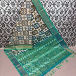Pure Ikkat Sico Silk Cotton Sarees, 4 Inch Border Handloom Saree With Blouse - CK4SICO00016
