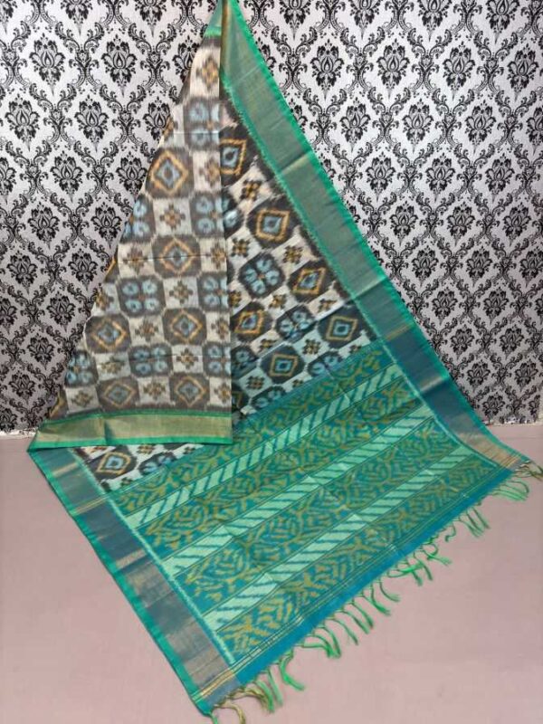 Pure Ikkat Sico Silk Cotton Sarees, 4 Inch Border Handloom Saree With Blouse - CK4SICO00016