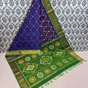 Pure Ikkat Sico Silk Cotton Sarees, 4 Inch Border Handloom Saree With Blouse - CK4SICO00017