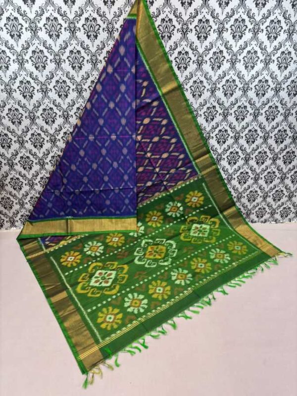Pure Ikkat Sico Silk Cotton Sarees, 4 Inch Border Handloom Saree With Blouse - CK4SICO00017