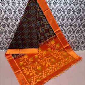 Pure Ikkat Sico Silk Cotton Sarees, 4 Inch Border Handloom Saree With Blouse - CK4SICO0002