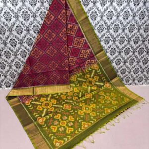 Pure Ikkat Sico Silk Cotton Sarees, 4 Inch Border Handloom Saree With Blouse - CK4SICO00020