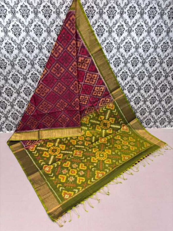 Pure Ikkat Sico Silk Cotton Sarees, 4 Inch Border Handloom Saree With Blouse - CK4SICO00020