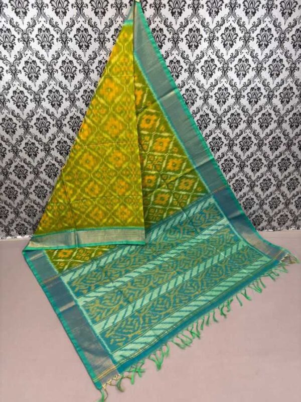 Pure Ikkat Sico Silk Cotton Sarees, 4 Inch Border Handloom Saree With Blouse - CK4SICO00021