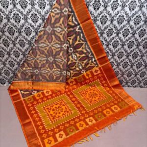 Pure Ikkat Sico Silk Cotton Sarees, 4 Inch Border Handloom Saree With Blouse - CK4SICO00022