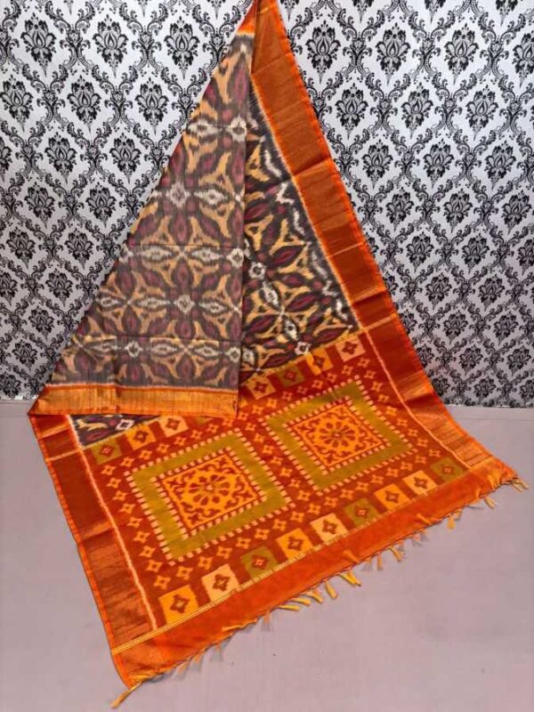 Pure Ikkat Sico Silk Cotton Sarees, 4 Inch Border Handloom Saree With Blouse - CK4SICO00022