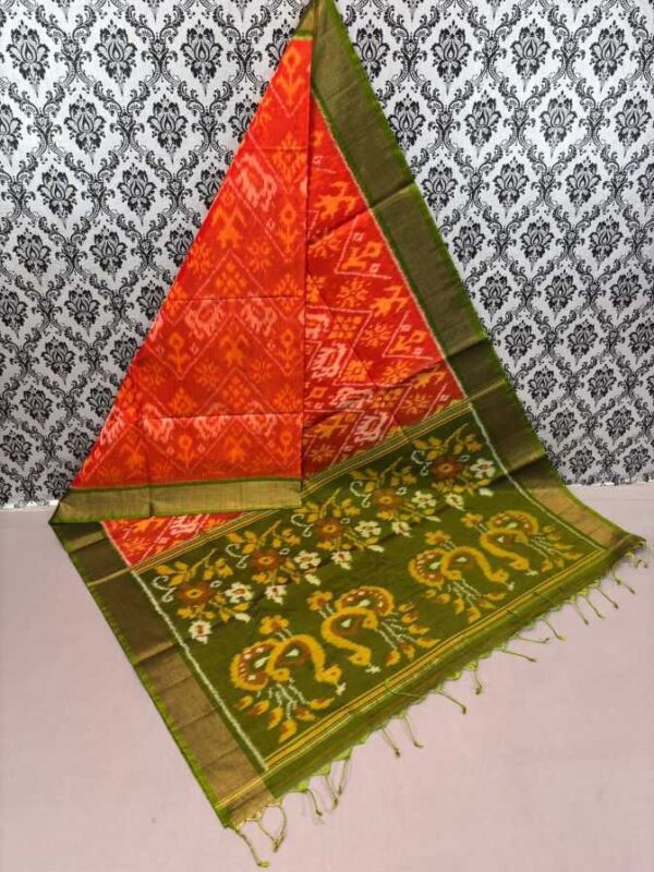 Pure Ikkat Sico Silk Cotton Sarees, 4 Inch Border Handloom Saree With Blouse - CK4SICO00023