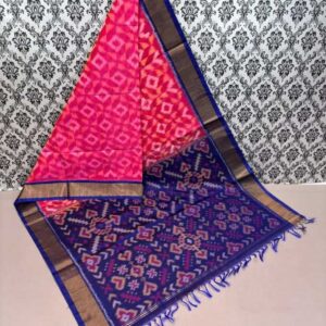 Pure Ikkat Sico Silk Cotton Sarees, 4 Inch Border Handloom Saree With Blouse - CK4SICO00024
