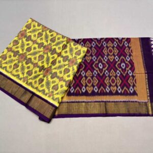 Pure Ikkat Sico Silk Cotton Sarees, 4 Inch Border Handloom Saree With Blouse - CK4SICO00025
