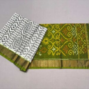 Pure Ikkat Sico Silk Cotton Sarees, 4 Inch Border Handloom Saree With Blouse - CK4SICO00026