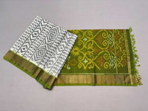 Pure Ikkat Sico Silk Cotton Sarees, 4 Inch Border Handloom Saree With Blouse - CK4SICO00026