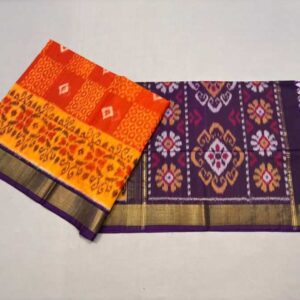 Pure Ikkat Sico Silk Cotton Sarees, 4 Inch Border Handloom Saree With Blouse - CK4SICO00028