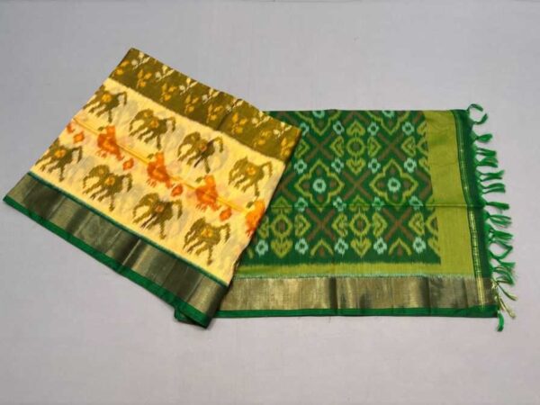 Pure Ikkat Sico Silk Cotton Sarees, 4 Inch Border Handloom Saree With Blouse - CK4SICO00029