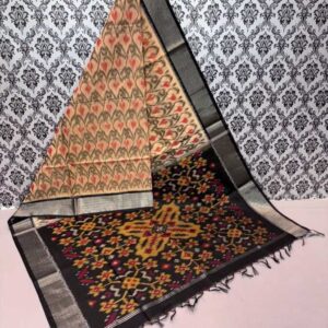 Pure Ikkat Sico Silk Cotton Sarees, 4 Inch Border Handloom Saree With Blouse - CK4SICO0003