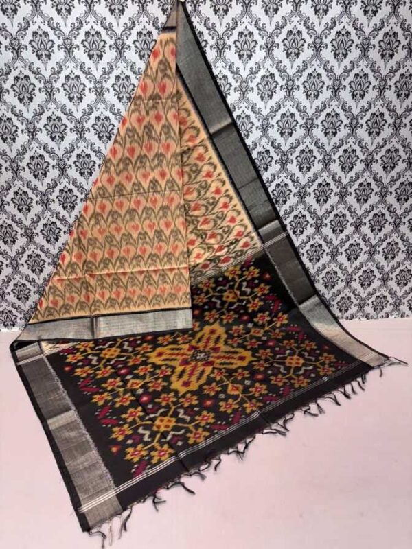 Pure Ikkat Sico Silk Cotton Sarees, 4 Inch Border Handloom Saree With Blouse - CK4SICO0003