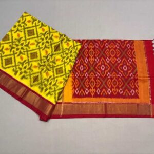 Pure Ikkat Sico Silk Cotton Sarees, 4 Inch Border Handloom Saree With Blouse - CK4SICO00030