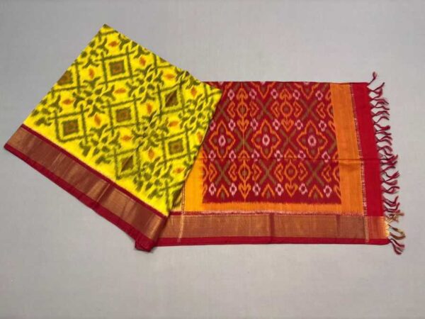 Pure Ikkat Sico Silk Cotton Sarees, 4 Inch Border Handloom Saree With Blouse - CK4SICO00030