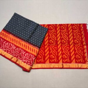 Pure Ikkat Sico Silk Cotton Sarees, 4 Inch Border Handloom Saree With Blouse - CK4SICO00031