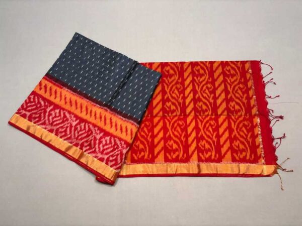 Pure Ikkat Sico Silk Cotton Sarees, 4 Inch Border Handloom Saree With Blouse - CK4SICO00031