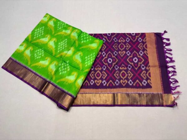 Pure Ikkat Sico Silk Cotton Sarees, 4 Inch Border Handloom Saree With Blouse - CK4SICO00032
