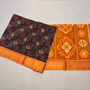 Pure Ikkat Sico Silk Cotton Sarees, 4 Inch Border Handloom Saree With Blouse - CK4SICO00035