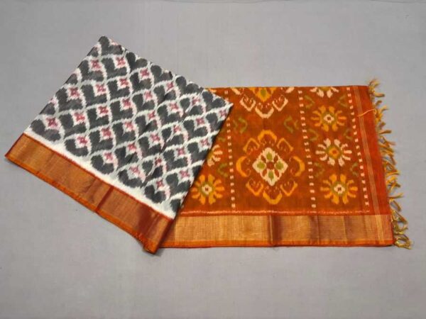 Pure Ikkat Sico Silk Cotton Sarees, 4 Inch Border Handloom Saree With Blouse - CK4SICO00036