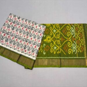 Pure Ikkat Sico Silk Cotton Sarees, 4 Inch Border Handloom Saree With Blouse - CK4SICO00037