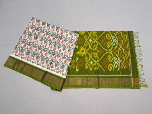 Pure Ikkat Sico Silk Cotton Sarees, 4 Inch Border Handloom Saree With Blouse - CK4SICO00037