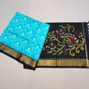 Pure Ikkat Sico Silk Cotton Sarees, 4 Inch Border Handloom Saree With Blouse - CK4SICO00039