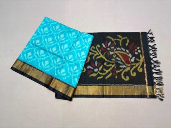 Pure Ikkat Sico Silk Cotton Sarees, 4 Inch Border Handloom Saree With Blouse - CK4SICO00039
