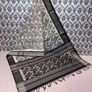 Pure Ikkat Sico Silk Cotton Sarees, 4 Inch Border Handloom Saree With Blouse - CK4SICO0004