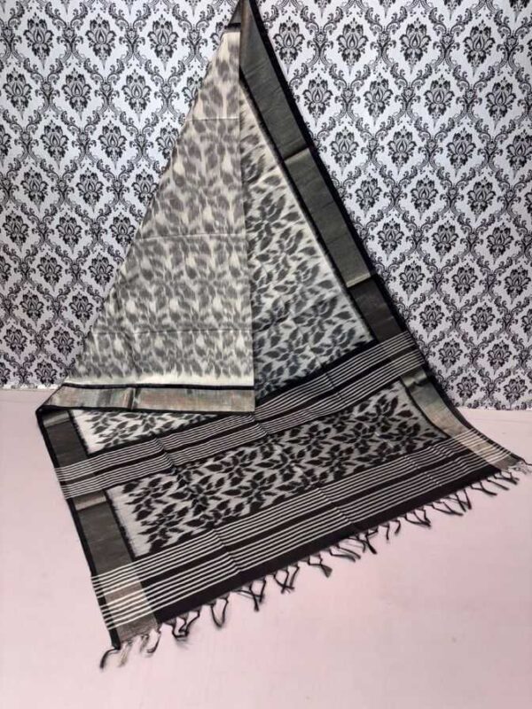 Pure Ikkat Sico Silk Cotton Sarees, 4 Inch Border Handloom Saree With Blouse - CK4SICO0004