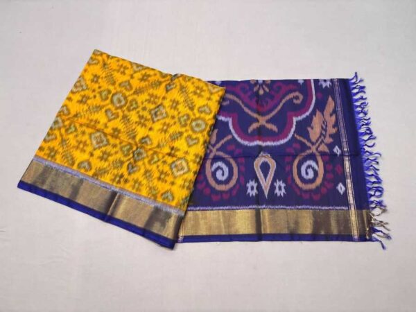 Pure Ikkat Sico Silk Cotton Sarees, 4 Inch Border Handloom Saree With Blouse - CK4SICO00040