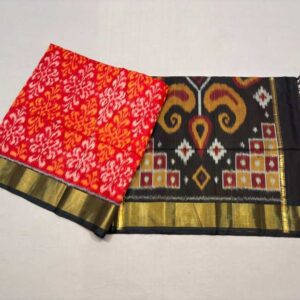 Pure Ikkat Sico Silk Cotton Sarees, 4 Inch Border Handloom Saree With Blouse - CK4SICO00041