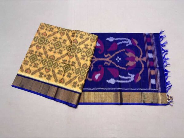 Pure Ikkat Sico Silk Cotton Sarees, 4 Inch Border Handloom Saree With Blouse - CK4SICO00042