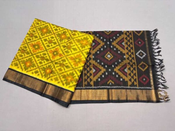 Pure Ikkat Sico Silk Cotton Sarees, 4 Inch Border Handloom Saree With Blouse - CK4SICO00043
