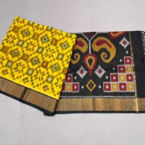 Pure Ikkat Sico Silk Cotton Sarees, 4 Inch Border Handloom Saree With Blouse - CK4SICO00045