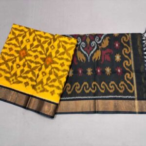 Pure Ikkat Sico Silk Cotton Sarees, 4 Inch Border Handloom Saree With Blouse - CK4SICO00046