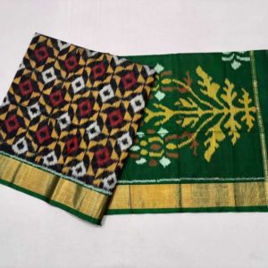 Pure Ikkat Sico Silk Cotton Sarees, 4 Inch Border Handloom Saree With Blouse - CK4SICO00047
