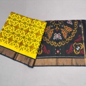 Pure Ikkat Sico Silk Cotton Sarees, 4 Inch Border Handloom Saree With Blouse - CK4SICO00048