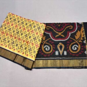 Pure Ikkat Sico Silk Cotton Sarees, 4 Inch Border Handloom Saree With Blouse - CK4SICO00049