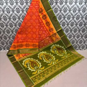 Pure Ikkat Sico Silk Cotton Sarees, 4 Inch Border Handloom Saree With Blouse - CK4SICO0005