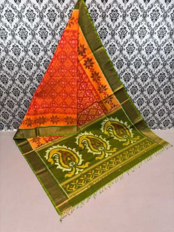 Pure Ikkat Sico Silk Cotton Sarees, 4 Inch Border Handloom Saree With Blouse - CK4SICO0005