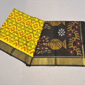 Pure Ikkat Sico Silk Cotton Sarees, 4 Inch Border Handloom Saree With Blouse - CK4SICO00050