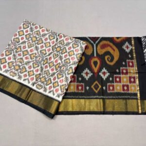 Pure Ikkat Sico Silk Cotton Sarees, 4 Inch Border Handloom Saree With Blouse - CK4SICO00051