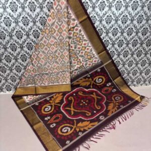 Pure Ikkat Sico Silk Cotton Sarees, 4 Inch Border Handloom Saree With Blouse - CK4SICO00053