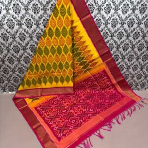 Pure Ikkat Sico Silk Cotton Sarees, 4 Inch Border Handloom Saree With Blouse - CK4SICO00055