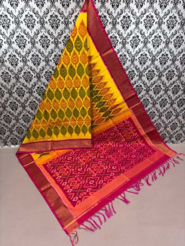 Pure Ikkat Sico Silk Cotton Sarees, 4 Inch Border Handloom Saree With Blouse - CK4SICO00055